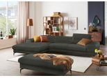 Ecksofa W.SCHILLIG "piedroo, Designsofa mit tollem Sitzkomfort, bequem und elegant, L-Form", grün (hunter r66), B:343cm H:70cm T:193cm, Chenille-Flachgewebe R66 (85% Polyester, 15% Nylon), Sofas, Ecksofa, Kopfteilverstellung, wahlweise mit Sitztiefenverstellung, Breite 343cm