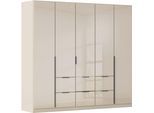 Drehtürenschrank OTTO HOME "Kleiderschrank Kleiderschränke Schrank Garderobe AGORDO mit Glasfront", beige, glas beige (champagner), B:226cm H:229cm T:54cm, Holzwerkstoff, Schränke, Drehtürenschrank, mit Außenschubkästen, in 7 Breiten und 2 Höhen MADE IN GERMANY