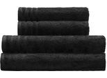 Handtuch Set KLEINE WOLKE "Royal, 4 Stück (2 Handtücher 50/100 cm + 2 Duschtücher 70/140 cm)", schwarz, 4 Stk., Frottier, Frottier, Obermaterial: 100% Baumwolle, Handtuch-Sets, Handtuch Set, Uni Farben, mit Bordüre, weich, in verschiedenen Sets erhältlich