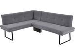 Eckbank K+W KOMFORT & WOHNEN, grau, B:157cm H:87cm T:207cm, Sitzbänke, Eckbank, Polstereckbank in Spitzkissenoptik, Sitz und Rücken gesteppt