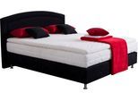 Boxspringbett, schwarz, B:154cm L:210cm, Bezug Unterbox und Kopfteil: Mikrovelours, strapazierfähig und pflegeleicht (100% Polyester);Bezug Obermatratze: 100% Polyester, waschbar bis 60C;Bezug Topper: 100% Polyester, waschbar bis 60C, WESTFALIA SCHLAFKOMFORT, Komplettbetten, Boxspringbett, mit Topper