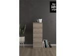 Highboard INOSIGN "Naia, Hochkommode, 5 Schubladen, Aufbewahrung, grifflose Front", braun (jackson hickory), B:40,4cm H:111,3cm T:50cm, Holzwerkstoff, Sideboards, Highboard, Modern, skandinavisches Design, Schmal, in mehrere Farben