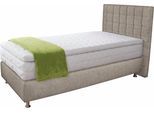 Boxspringbett, beige, B:105cm L:210cm, Microvelours (100% Polyester);Strukturstoff (77% Polyester und 23% Viskose);Bonnell-Federkern-Matratzenbezug: 100% Polyester;Kaltschaum-Matratzenbezug: Frottee 100% Polyester, WESTFALIA SCHLAFKOMFORT, Komplettbetten, Boxspringbett