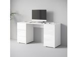 Schreibtisch HOME AFFAIRE "Vera, Computertisch mit LED-Beleuchtung", weiß (weiß, weiß hochglanz, weiß, weiß), B:150cm H:71,9cm T:50cm, Tische, Schreibtisch, Bürotisch mit LED, Push-to-Open, 3 Schubladen & Stauraum