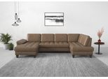 Wohnlandschaft SIT & MORE "Westham U-Form", braun (coffee), B:338cm H:88cm T:172cm, 100% Polyester, Sofas, Wohnlandschaft, wahlweise mit Bettfunktion, Bettkasten, Sitztiefenverstellung