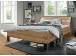 Futonbett WIEMANN "Monaco, 4-fache Liegehöhenverstellung", braun (bianco, eiche, nachbildung, leisten in schiefer), B:209cm L:218cm, Betten, Futonbett, mit stilvollem Holzkopfteil, Made in Germany