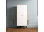 Drehtürenschrank ANDAS, braun (weiß, eiche), B:80cm H:190cm T:55cm, FSC-zertifizierter Holzwerkstoff, Schränke, Drehtürenschrank, Fräsungen in den Fronten, goldene Griffe, Breite 80 cm, FSC