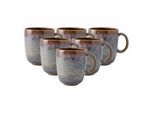 Becher "Becher mit Henkel Lave 400 ml 6er Set", beige, 6 tlg., Steingut, LIKE. BY VILLEROY & BOCH, Trinkgefäße, Becher