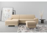 Ecksofa DOMO COLLECTION "Anzio L-Form, whlw. Bettfunktion, Federkern, hochwertig, Breite 271 cm", braun (cappucino), B:271cm H:85cm T:160cm, Sofas, Ecksofa, Ohne Bettfunktion, Recamiere links, Chenille-Struktur, cappucino