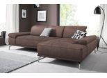Ecksofa HOME AFFAIRE "Caluna", braun, B:269cm H:97cm T:174cm, Flachgewebe Mura: (100% Polyester);Luxus-Microfaser Vintageoptik (100% Polyester);Luxus-Mikrofaser (90% Polyester, 10% Polyamid), Sofas, Ecksofa, Inkl.Sitztiefenverstellung, wahlweise mit Kopf- und Armteilverstellung