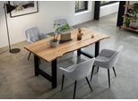 Essgruppe SALESFEVER "Esszimmerausstattung aus Holz und Metall", grau (natur, hellgrau, schwarz, hellgrau, schwarz), Samt, 160,85, Massivholz, Metall, Polyester, Sitzmöbel-Sets, Essgruppe, Essgruppe im stilvollen Look mit 4 Stühlen