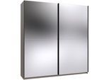 Kleiderschrank WIMEX "Mugano, B/T/H 135 oder 180/65/198cm, Made in Germany", schwarz (saharagrau, griffe schwarz), B:180cm H:198cm T:65cm, Holzwerkstoff, Schränke, Kleiderschrank, 2 Schwebetüren mit oder ohne Spiegel, Metallgriffe