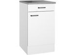 Unterschrank OPTIFIT "OPTImulti", weiß, weiß, B:50cm H:88cm T:60cm, Holzwerkstoff, Schränke, Unterschrank, Breite 50 cm, Tiefe 60 cm, mit 1 Tür, 1 Schubkasten, 1 Einlegeboden