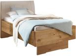 Holzbett WIEMANN "Cardiff, Bettgestell, Bettrahmen, teilmassiv, mit Polsterkopfteil", braun (bianco, eiche teilmassiv), B:100cm L:220cm, Betten, Holzbett, Fußteil aus Massivholz, verschiedene Größen