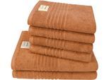 Handtuch Set DYCKHOFF "Nature", orange (terra), 6 Stk., Frottier, Frottier, Obermaterial: 100% Baumwolle, Handtuch-Sets, Handtuch Set, 6er Set: 4x Handtücher, je 50 x 100 cm & 2x Badetuch 70 x 140 cm