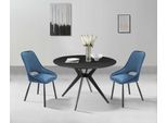 Esszimmerstuhl OTTO HOME "Menonri", blau (dunkelblau, schwarz, dunkelblau), B:65cm H:86cm T:52cm, Stoff, Stühle, Esszimmerstuhl, gepolsterte Rückenlehne und Sitzfläche