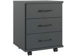 Rollcontainer WIMEX "Home Desk", grau (graphit), B:46cm H:58cm T:40cm, Holzwerkstoff, Rollwagen, Rollcontainer, mit 3 Schubladen, 46cm breit, 58cm hoch