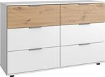 Schubkastenkommode WIMEX "Gibraltar", weiß (weiß, artisan, eiche, nachbildung), B:130cm H:83cm T:41cm, Holzwerkstoff, Sideboards, Schubkastenkommode
