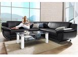 Ecksofa TRENDMANUFAKTUR "Rondo wahlweise mit Schlaffunktion, 267x247 cm (BxT), breite Armlehnen", schwarz, B:267cm H:85cm T:247cm, Kunstleder SOFTLUX;Microfaser PRIMABELLE (100% Polyester);NaturLEDER (echtes Rindsleder);Struktur (54% Polyacryl, 46% Polyester), Sofas, Ecksofa, L-Form, wahlweise mit Federkern bestellbar, Füße schwarz