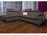 Ecksofa EXXPO - SOFA FASHION "Salerno, Funktionssofa, hoher Sitzkomfort, Breite 268cm, L-Form", grau (anthrazit), B:268cm H:77cm T:204cm, NaturLeder;Primabelle-Microfaser (100% Polyester);Luxus-Kunstleder, Sofas, Ecksofa, inkl. Kopf- und Armteilverstellung, wahlweise mit Bettfunktion