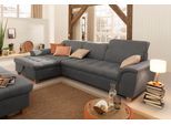 Ecksofa HOME AFFAIRE "Lyla fester Sitzkomfort, bequeme Armlehnen, Breite 279cm, L-Form", grau (dunkelgrau)), B:279cm H:81cm T:170cm, Sofas, Ecksofa, mit Recamiere, wahlweise mit Rückenfunktion und zusätzlich mit Bett