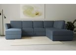 Wohnlandschaft HOME AFFAIRE "Lavars Schlafsofa", blau, B:310cm H:90cm T:226cm, 53% strukturiertes Polyester, 47% Polyester, Sofas, Wohnlandschaft, mit Bettfunktion und Stauraum, in zwei verschiedenen Bezugsqualitäten