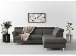 Ecksofa SIT & MORE "Marano L-Form", grau (dunkelgrau), B:252cm T:216cm, 100% Polyester, Sofas, Ecksofa, inklusive Kopfteilverstellung, wahlweise mit Bettfunktion, Bettkasten