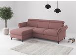 Ecksofa SIT & MORE "Glendale, L-Form", rosa (aubergine), B:253cm H:84cm T:166cm, 100% Polyester, Sofas, Ecksofa, inkl. Kopfteilverstellung, wahlweise mit Vorziehsitz und Bettkasten