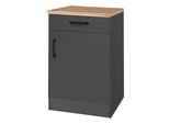 Unterschrank KOCHSTATION "KS-Toronto, Breite 50 cm", schwarz (anthrazit, grafitgrau), B:50cm H:85cm T:60cm, Holzwerkstoff, Schränke, Unterschrank, Topseller