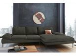 Ecksofa W.SCHILLIG "enjoy&MORE, Designsofa, bequem, zeitlos und elegant, L-Form", grün (hunter r66), B:340cm H:87cm T:185cm, Chenille-Flachgewebe R66 (85% Polyester, 15% Nylon);Longlife Xtra-Leder Z59: Glattleder mit modischer Prägung. Hautstärke 0, 9 - 1, 1 mm;Stoff S37 (100% Polyester), Sofas, Ecksofa, Sitztiefenverstellung, Füße schwarz pulverbeschichtet, Breite 340 cm