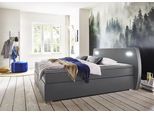Boxspringbett "REX LED", grau (dunkelgrau), B:202cm L:210cm, Bezug Bett: Strukturstoff (65% Polypropylen, 35% Polyester), ATLANTIC HOME COLLECTION, Komplettbetten, Boxspringbett, inklusive LED-Beleuchtung und Topper