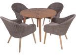 Garten-Essgruppe GARDEN PLEASURE "Tischgruppe »FREMONT/PUEBLO Set 01«", braun (dunkelbraun, schwarz), Kissenbezug: 100% Polyester, Sitzmöbel-Sets, Garten-Essgruppe, 4 Sessel, Tisch LxB: 110x110 cm, inkl Auflagen