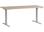Schreibtisch SCHILDMEYER "Antero", braun (eiche hellfarben, silberfarben, eiche hellfarben), B:160cm H:71cm T:75cm, Tische, Schreibtisch, Breite 160 cm, elektronisch höhenverstellbares Metallgestell