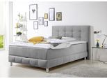 Boxbett HOME AFFAIRE "Vaasa", silber, B:154cm L:230cm, Komplettbetten, Boxbett, inkl. Bettkasten & Topper, XXL-Ausführung, Überlänge 220 cm