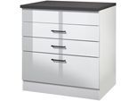 Kochfeldumbauschrank KOCHSTATION "KS-Trier", weiß (weiß hochglanz, weiß), B:80cm H:85cm T:60cm, Holzwerkstoff, MDF, Schränke, Kochfeldumbauschrank, Breite 80 cm
