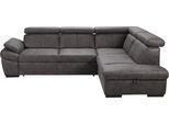 Ecksofa EXXPO - SOFA FASHION "Salerno, Funktionssofa, hoher Sitzkomfort, Breite 268cm, L-Form", grau (elefant), B:268cm H:77cm T:204cm, NaturLeder;Primabelle-Microfaser (100% Polyester);Luxus-Kunstleder, Sofas, Ecksofa, inkl. Kopf- und Armteilverstellung, wahlweise mit Bettfunktion