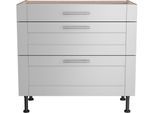 Kochfeldumbauschrank OPTIFIT "Ahus", grau (hellgrau matt, wildeiche nachbildung), B:90cm H:87cm T:58,4cm, Schränke, Kochfeldumbauschrank, Breite 90 cm