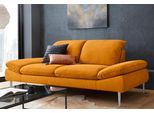 2,5-Sitzer W.SCHILLIG "enjoy&MORE", gelb (brandy s37), B:232cm H:87cm T:110cm, Chenille-Flachgewebe R66 (85% Polyester, 15% Nylon);Longlife Xtra-Leder Z59: Glattleder mit modischer Prägung. Hautstärke 0, 9 - 1, 1 mm;Stoff S37 (100% Polyester), Sofas, 2 5-Sitzer, mit Sitztiefenverstellung, Füße silber matt, Breite 232 cm