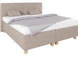 Boxspringbett, beige (strukturstoff beige), Liegefläche B/L: 180cm x 200cm, H3, 5-Zonen-Tonnentaschen-Federkernmatratze, WESTFALIA SCHLAFKOMFORT, Komplettbetten, Boxspringbett, mit Zierkissen