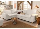 Ecksofa HOME AFFAIRE "Lyla fester Sitzkomfort, bequeme Armlehnen, Breite 275cm, L-Form", beige (natur), B:275cm H:81cm T:214cm, Luxus-Microfaser Lederoptik (100% Polyester);Microfaser PRIMABELLE (100% Polyester);Feinstruktur weich (100% Polyester), Sofas, Ecksofa, wahlweise mit Rückenfunktion und Bettfunktion