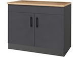 Spülenschrank KOCHSTATION "KS-Toronto, Breite 100 cm", schwarz (anthrazit, grafitgrau), B:100cm H:85cm T:60cm, Holzwerkstoff, Schränke, Spülenschrank