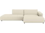 Ecksofa MUSTERRING "Lucia", beige (nature), B:330cm H:81cm T:190cm, 100% Polyester, Sofas, Ecksofa, verschiedene Farben, großer Longchair mit Armlehne, B330 x T190 cm