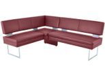 Eckbank K+W KOMFORT & WOHNEN, rot (rubin 11), B:158cm H:89cm T:199cm, Sitzbänke, Eckbank, langer Schenkel links oder rechts, mit dekorativen Distanzhalter