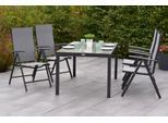 Garten-Essgruppe MERXX "»Amalfi«", grau (grau, grau, graphit), Aluminium, Polyester, Sitzmöbel-Sets, Garten-Essgruppe, Tisch: LxB: 150x90 cm