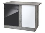 Eckunterschrank KOCHSTATION "KS-Virginia", schwarz (schwarz hochglanz), B:110cm H:85cm T:60cm, Holzwerkstoff, MDF, Schränke, Eckunterschrank, praktischer Stauraum in der Ecke