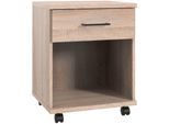 Rollcontainer WIMEX "Home Desk", braun (eiche sägerau nachbildung), B:46cm H:58cm T:40cm, Holzwerkstoff, Rollwagen, Rollcontainer, mit 1 Schublade, 46cm breit, 58cm hoch