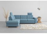 Ecksofa SIT & MORE "Quincy L-Form", blau (hellblau), B:249cm H:82cm T:213cm, Sofas, Ecksofa, wahlweise mit Bettfunktion und Bettkasten