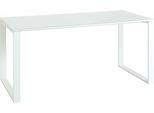 Schreibtisch GERMANIA "GW-Monteria", weiß (weiß, weiß, weiß), B:160cm H:75cm T:80cm, Tische, Schreibtisch, mit Glasauflage, Metallkufen, Breite 160 cm, Made in Germany