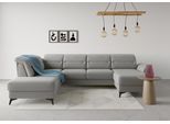 Wohnlandschaft SIT & MORE "Sinatra U-Form", grau, B:326cm H:85cm T:220cm, 100% Polyester, Sofas, Wohnlandschaft, optional mit Kopfteilverstellung und Armteilfunktion, Metallfüße