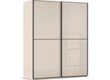 Schwebetürenschrank RAUCH "Kleiderschrank Schrank Garderobe Schlafzimmerschrank SCALE-DUO", beige (champagner, glas champagner, griffleisten schwarz), B:181cm H:223cm T:68cm, Holzwerkstoff, Schränke, Schwebetürenschrank, edle zweigeteilte Türen Glas-Front mit 3 Zierleisten MADE IN GERMANY